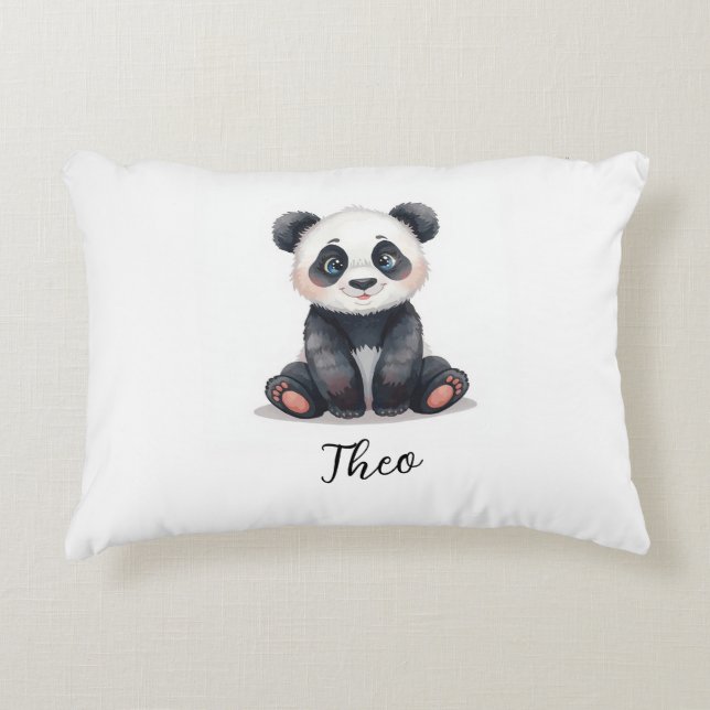 Almohada lumbar de guardería de bebé panda con nom (Anverso)