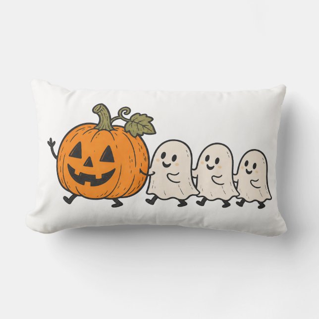 Almohada lumbar de Halloween con desfile de fantas (Anverso)