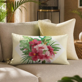 Almohada Lumbar de Hibisco Rosa