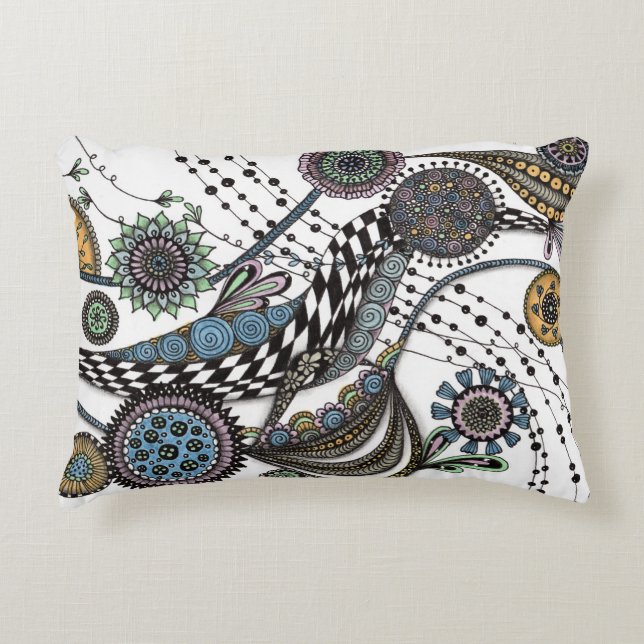 Almohada lumbar de ilusión óptica Zentangle artíst (Anverso)