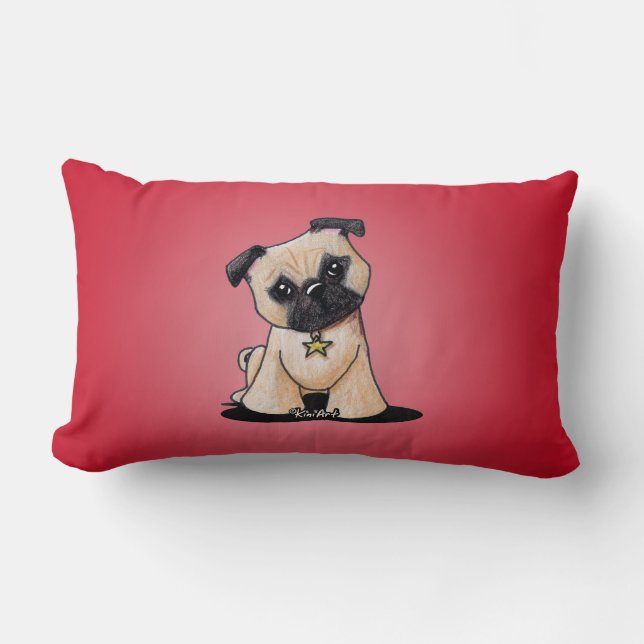 Almohada lumbar de KiniArt Pug (Anverso)