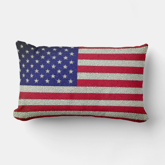 Almohada lumbar de la bandera de EE. UU. en mosaic (Anverso)