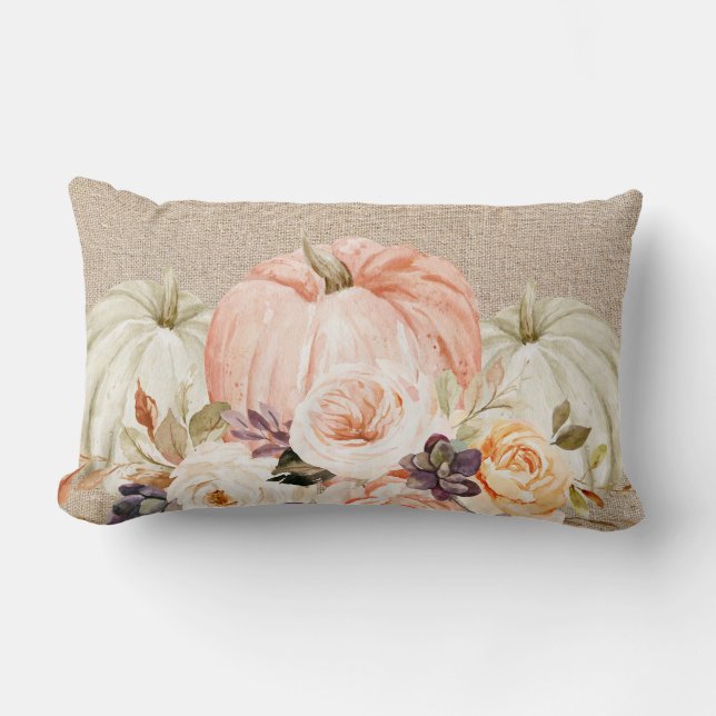 almohada lumbar de la calabaza floral Shabby Chic (Anverso)