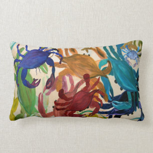 Almohada lumbar de la fiesta de cangrejos del arte