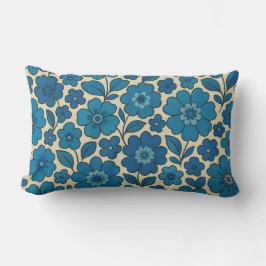 Almohada lumbar de lanzamiento floral retro azul