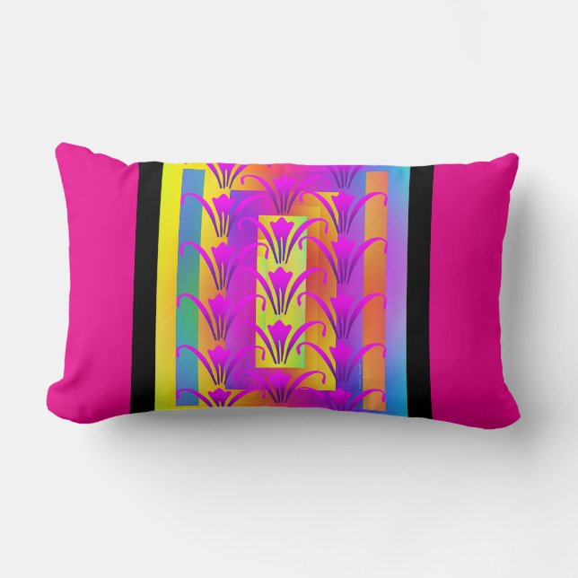 Almohada lumbar de lirios rosa intenso (Anverso)