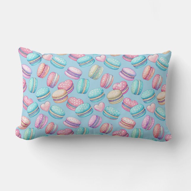 Almohada Lumbar de Macarons Pastel (Anverso)