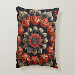 Almohada Lumbar de Mandala Floral 3D Luxury Crimso
