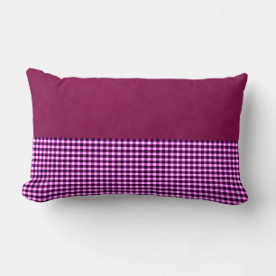 Almohada lumbar de mezclilla magenta y cuadros esc