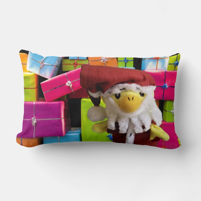 Almohada Lumbar de Navidad Danny Duck Santa (Anverso)