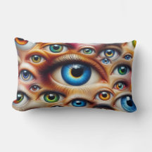 Almohada lumbar de ojos coloridos surrealistas