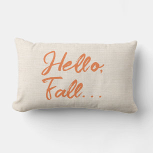 Almohada lumbar de otoño con saludo rústico