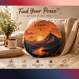 Almohada lumbar de paisaje de montaña con puesta d