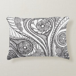 Almohada lumbar de paisley en negro y blanco minim