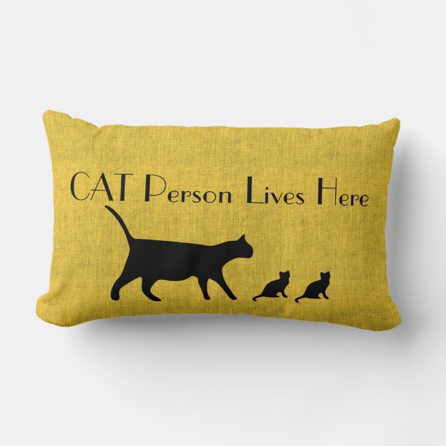 Almohada lumbar de persona gato amarilla y negra (Anverso)