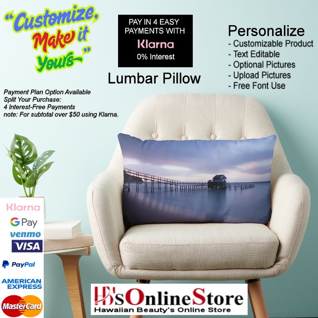 almohada lumbar de poliéster de la playa del atard (Sunset Beach Polyester Lumbar Pillow 30.
)