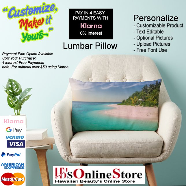 almohada lumbar de poliéster de la playa del atard (Sunset Beach Polyester Lumbar Pillow 10.)
