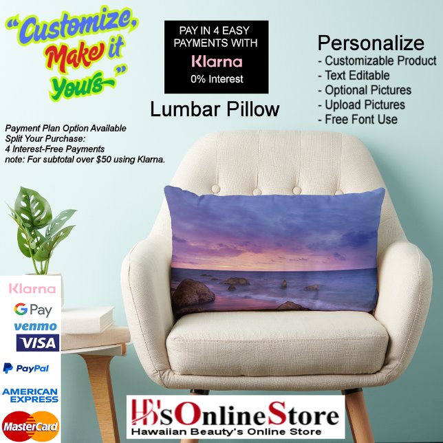 Almohada lumbar de poliéster Sunset Beach 13 (Sunset Beach Polyester Lumbar Pillow 13.)