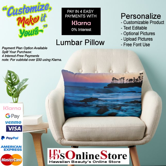 Almohada lumbar de poliéster Sunset Beach 4 (Sunset Beach Polyester Lumbar Pillow 4.)