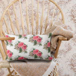 Almohada Lumbar de Rosas Rojas Hermosas