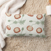 Almohada lumbar de terracota con amapolas florales