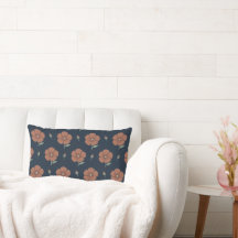Almohada lumbar de terracota floral azul marino si