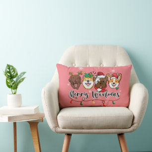 Almohada lumbar de tipografía Merry Woofmas