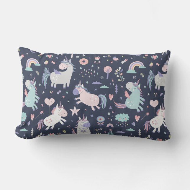 Almohada lumbar de Unicornios (Anverso)