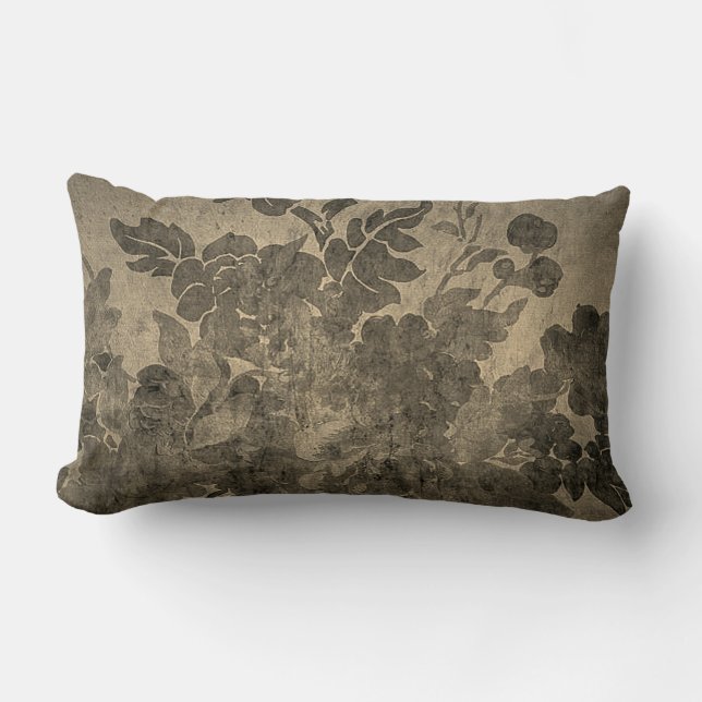 Almohada Lumbar/Decorativa Floral Tono Dorado (Anverso)