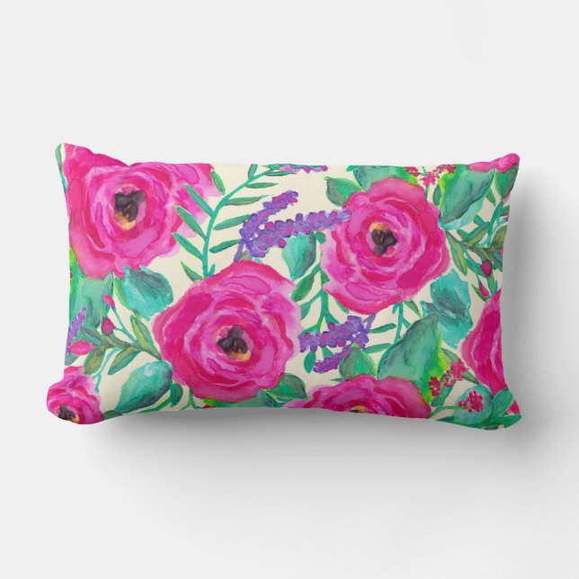 Almohada lumbar decorativa florida (Anverso)