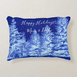 Almohada lumbar del árbol de Navidad azul neón