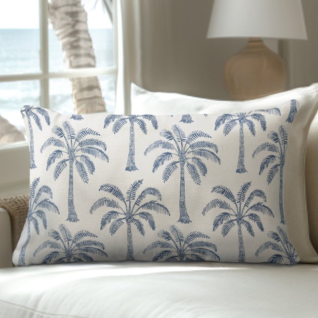 Almohada lumbar del árbol de palmeras azul y blanc (Subido por el creador)