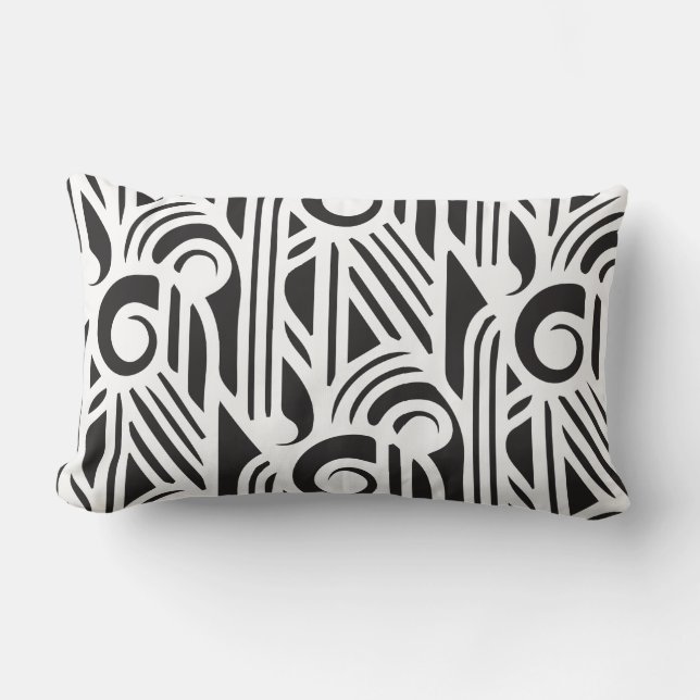 Almohada lumbar del art déco de la mordaza - negro (Anverso)