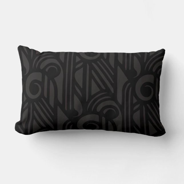 Almohada lumbar del art déco de la mordaza - negro (Anverso)