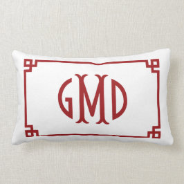 Almohada lumbar del borde de la llave griega monog