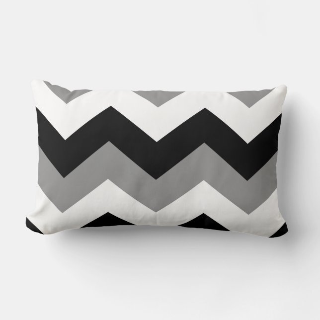 Almohada lumbar del galón del Grayscale blanco y (Anverso)