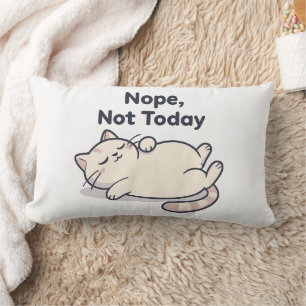 Almohada lumbar divertida de gato perezoso “Nope N
