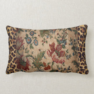 Almohada lumbar en leopardo y tela floral