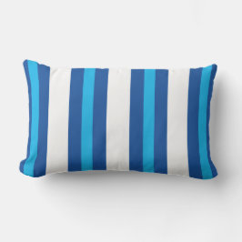 Almohada lumbar exterior de rayas azules y blancas