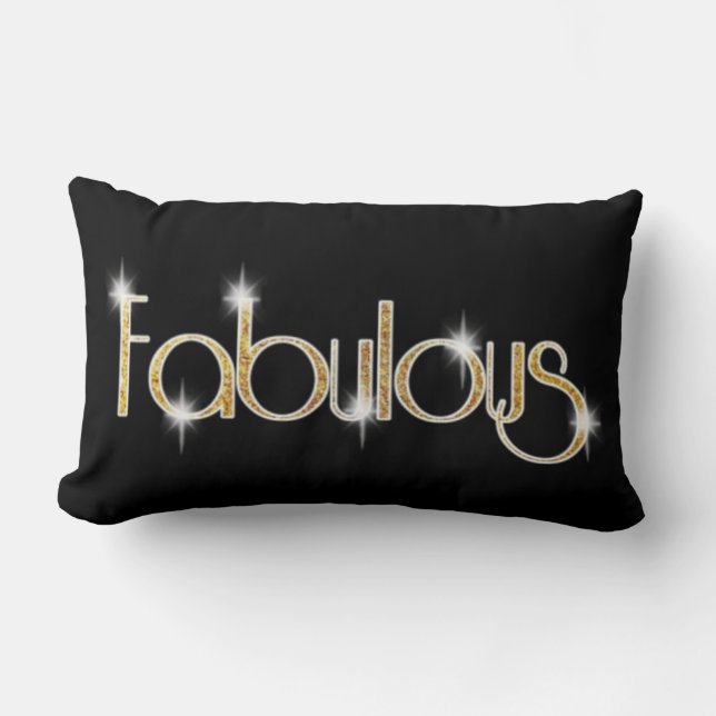 Almohada lumbar fabulosa del brillo de oro negro (Anverso)