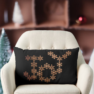 Almohada lumbar festiva negra copos de nieve de co