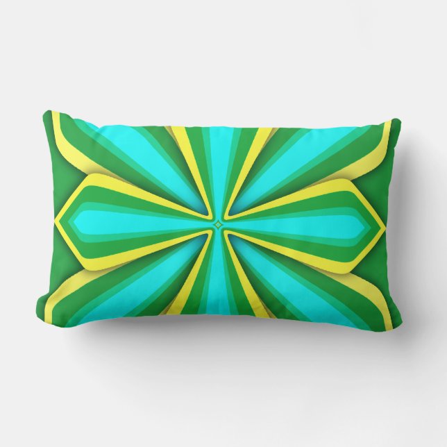 Almohada Lumbar, Flor Abstracta, Amarillo Verde (Anverso)
