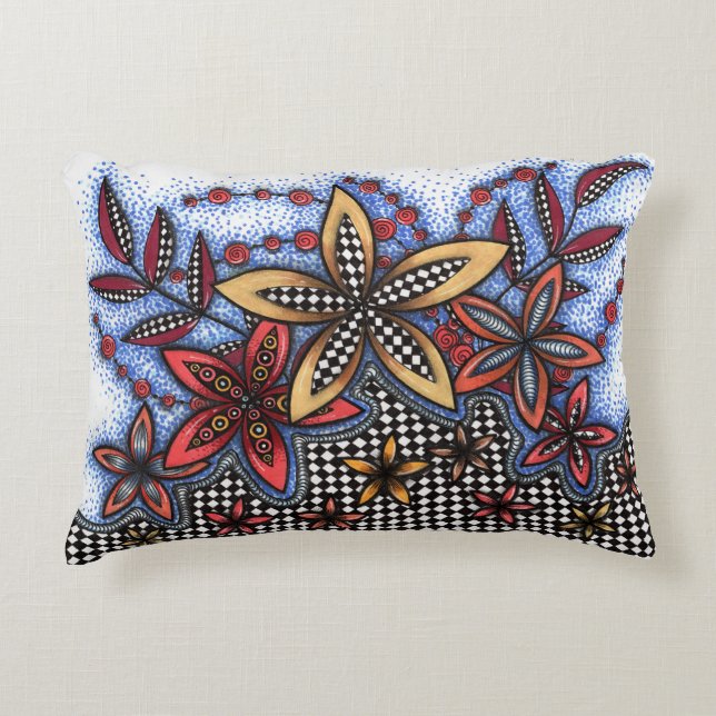 Almohada Lumbar Floral Abstracta Doodle (Anverso)