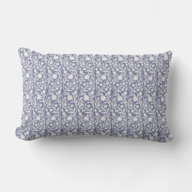 almohada lumbar floral azul inspirada en la impres (Anverso)