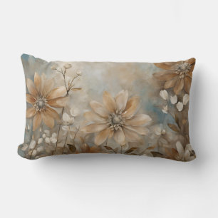 Almohada lumbar floral para hogar de campo en azul