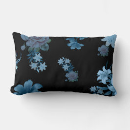 Almohada Lumbar Floral Turquesa Oscura Elegante