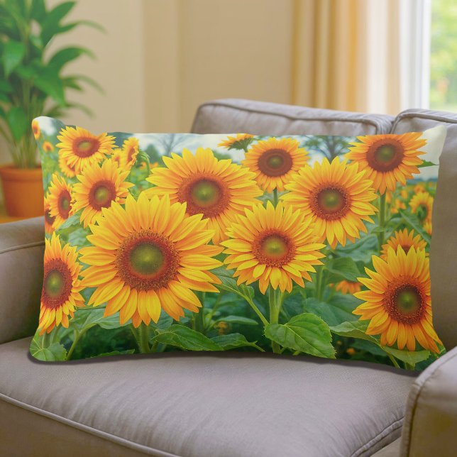 Almohada Lumbar Girasoles (Lumbar pillow with sunflowers)