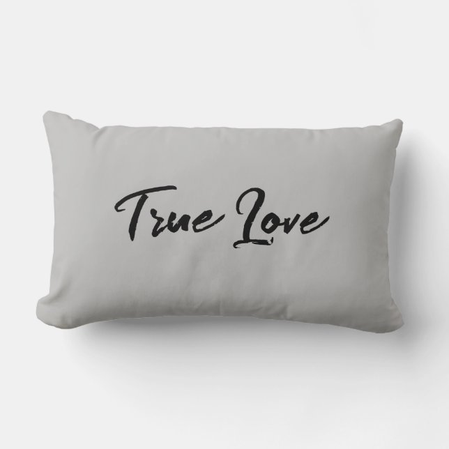 Almohada lumbar gris True Love (Anverso)