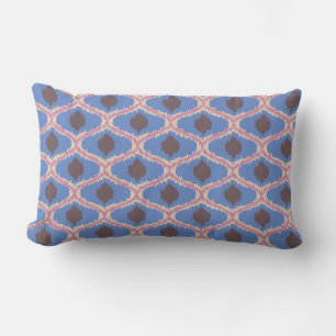 Almohada Lumbar Ikat Geométrica Rosa Azul