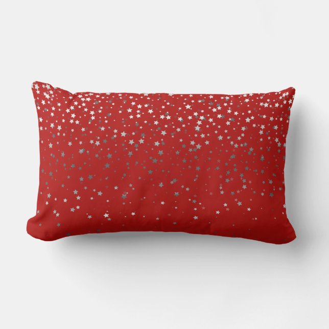 Almohada lumbar Indoor Petite Silver Stars-Rojo (Anverso)